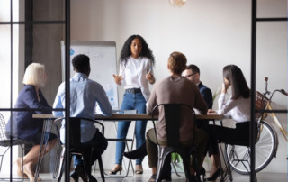 A group of people at a meeting