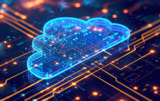 Image of an electronic board with a cloud logo in the center